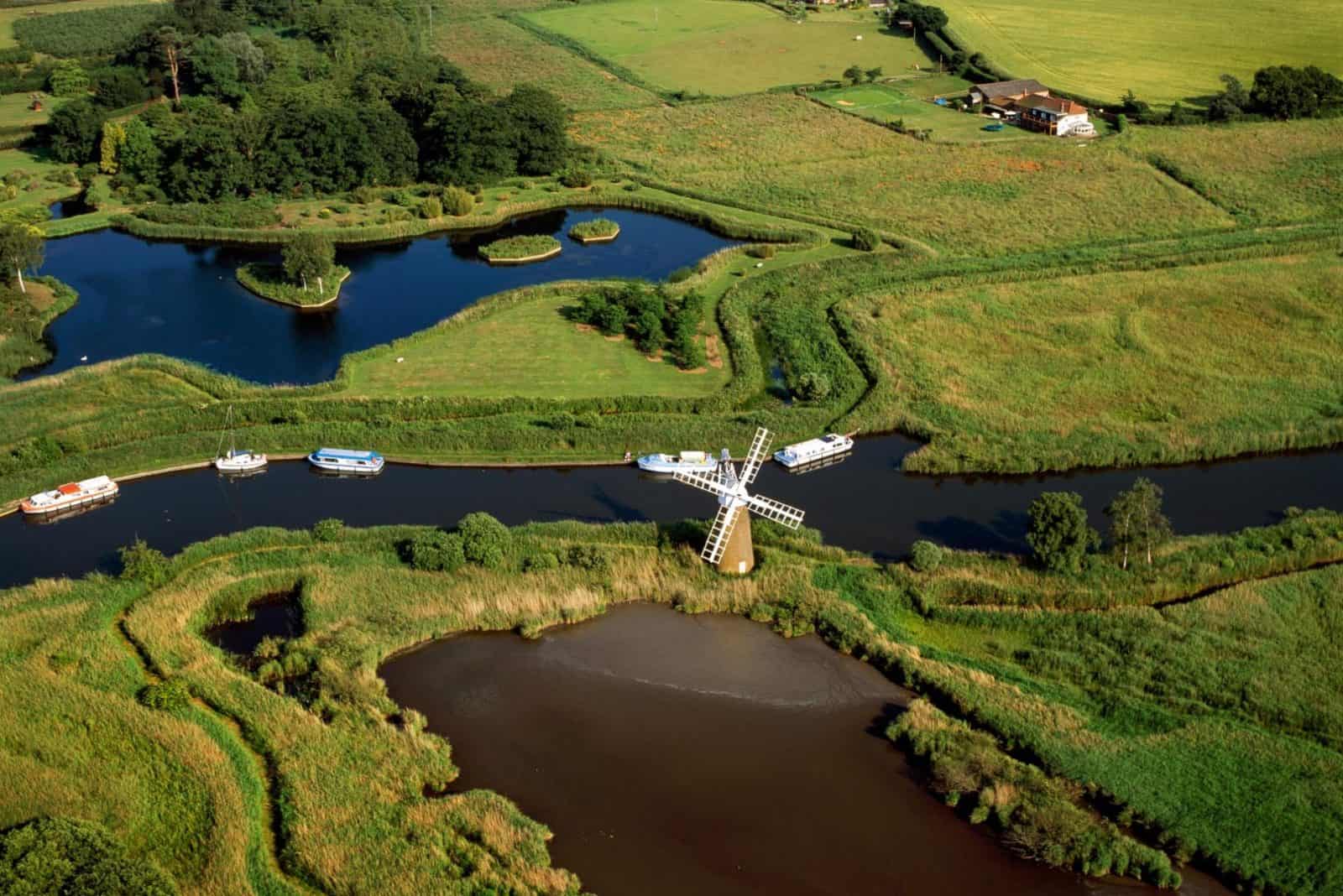 Aerial view of the Norfolk Broads