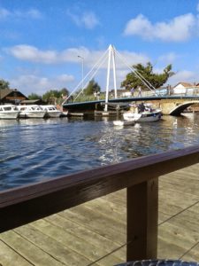 3 day boating trip - View of the bridge from Wroxham Hotel