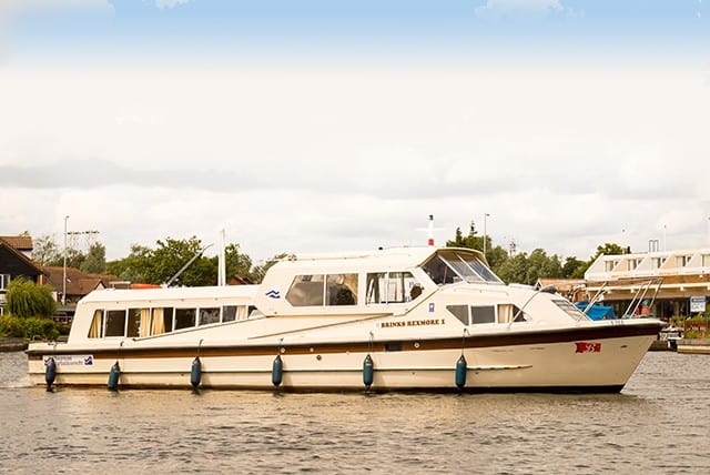 Brinks Rexmore Large Affordable Broads Holiday Cruiser with an electrically operated canopy