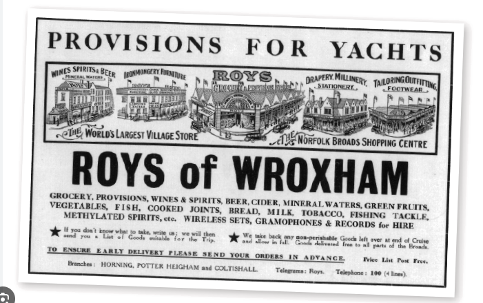 Roys of Wroxham Department Store - 5 minutes walk from our holiday cottages