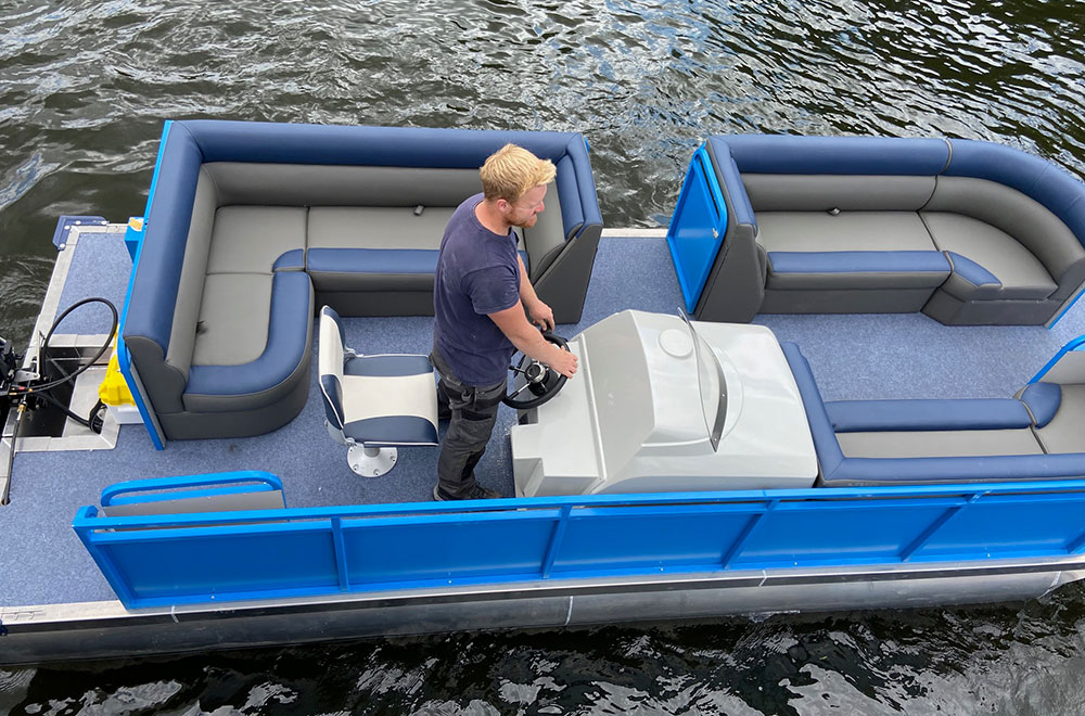 Our Sun Deck day boat, which seats up to 9 people.