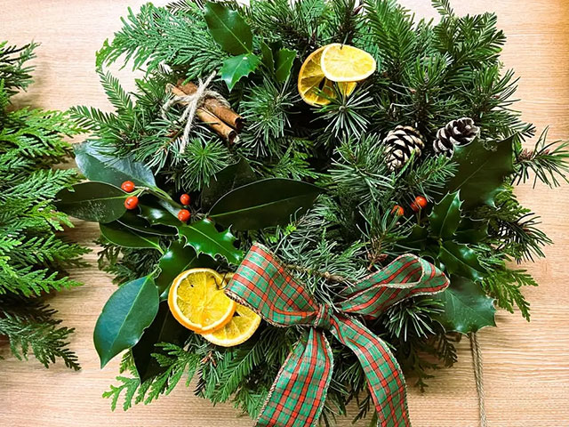 A christmas wreath, you can make your own at this event at How Hill